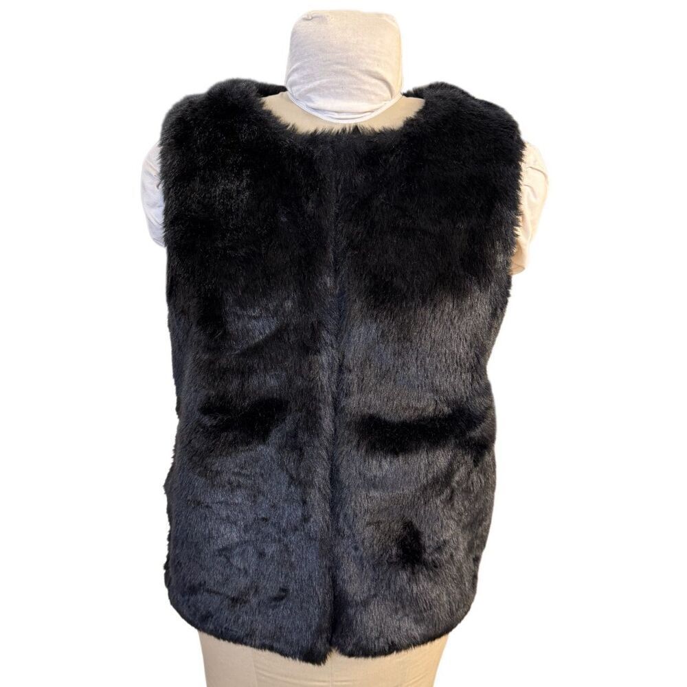 Aldo Faux Fur Vest Hook & Eye Closure Lined Sz. L Side Pockets